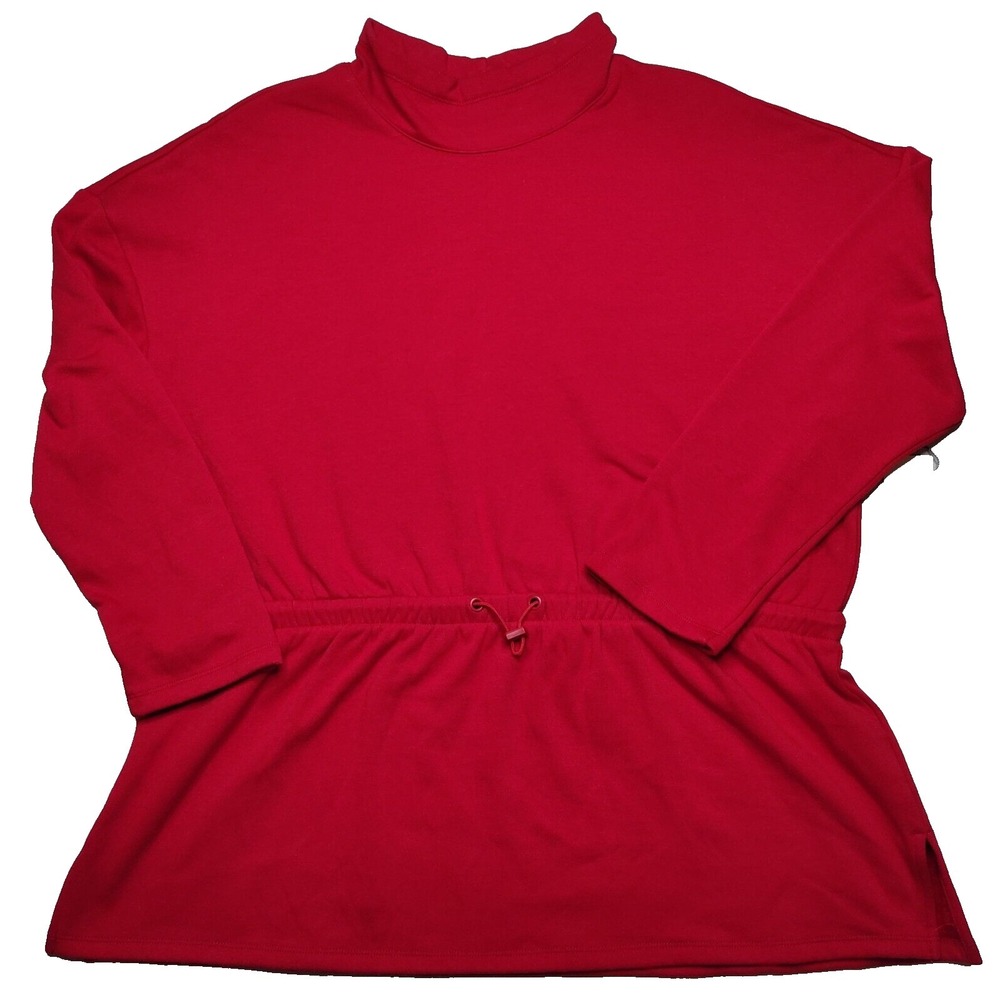 Liz Claiborne Women XL Red Long Sleeve Elastic Waist Pullover‎ Top NEW